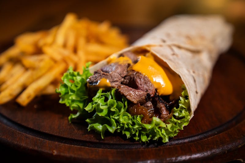 Steak & Cheese Burrito with premium cut beef