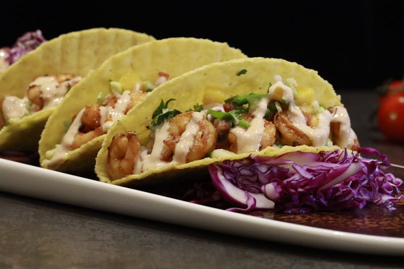 Spicy Shrimp Tacos with chipotle and fresh herbs